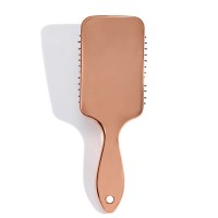 Soft Touch Detangling Brush Cushion Rose Gold Customized Paddle Plated Hair Brush for Women