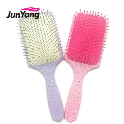 new wholesale beautiful glitters paddle plastic hair brush