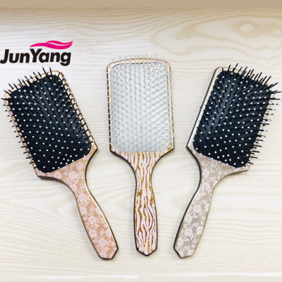 fashion printed plastic paddle hair brush