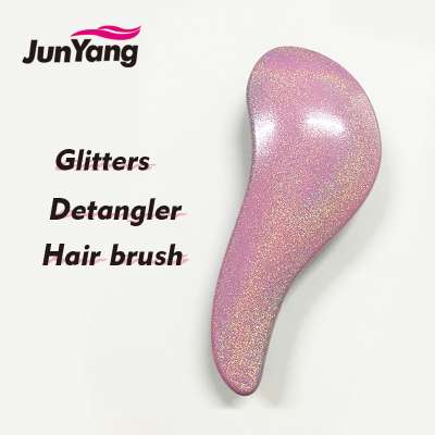 custom glitters detangler plastic hair brush